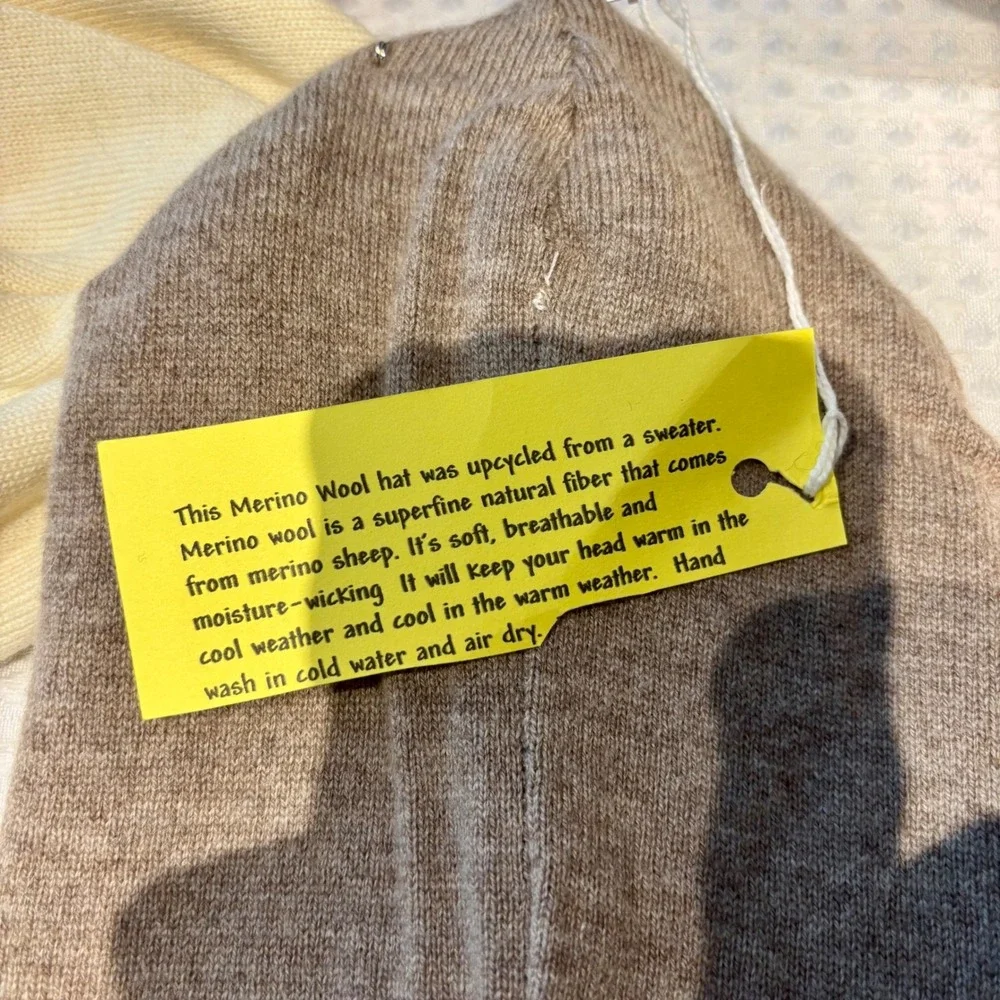 Upcycled Kids‎ 2-pack Merino Wool Beanie Hat Cream Taupe Soft Warm Breathable